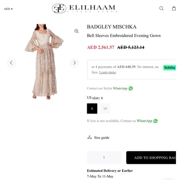 Badgley Mischka bell sleeve embroidered gown dress - Picture 7 of 7